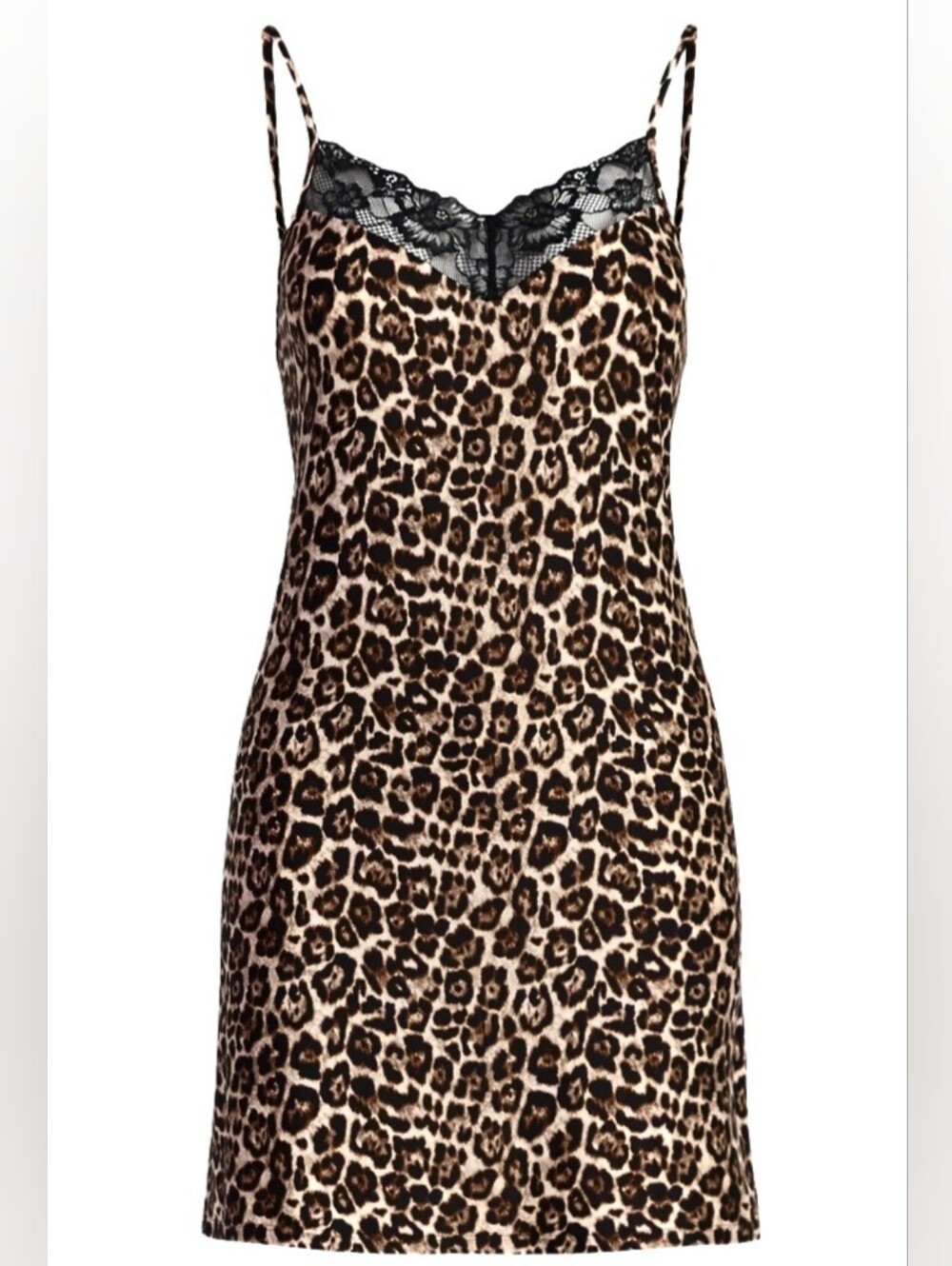 LEOPARD PRINT black lace NIGHTGOWN brand new SIZE XL super soft 42" chest